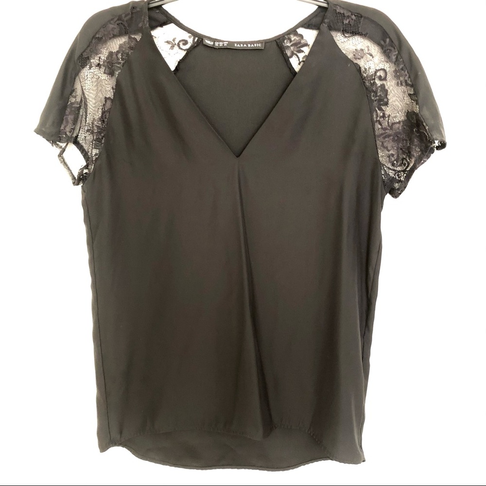 Zara Black Top with Lace Detail